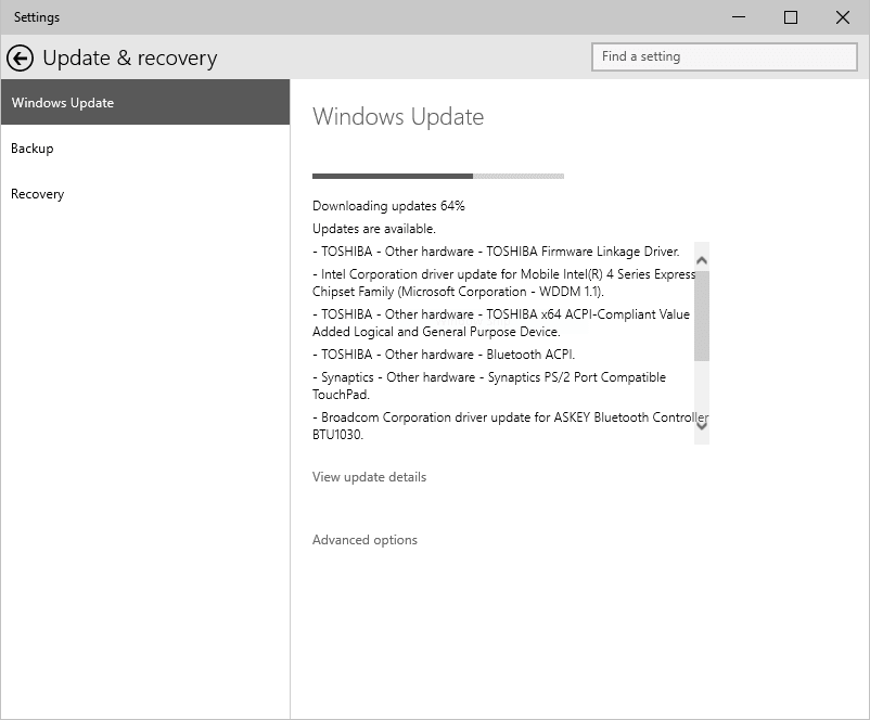 progress bar windows update