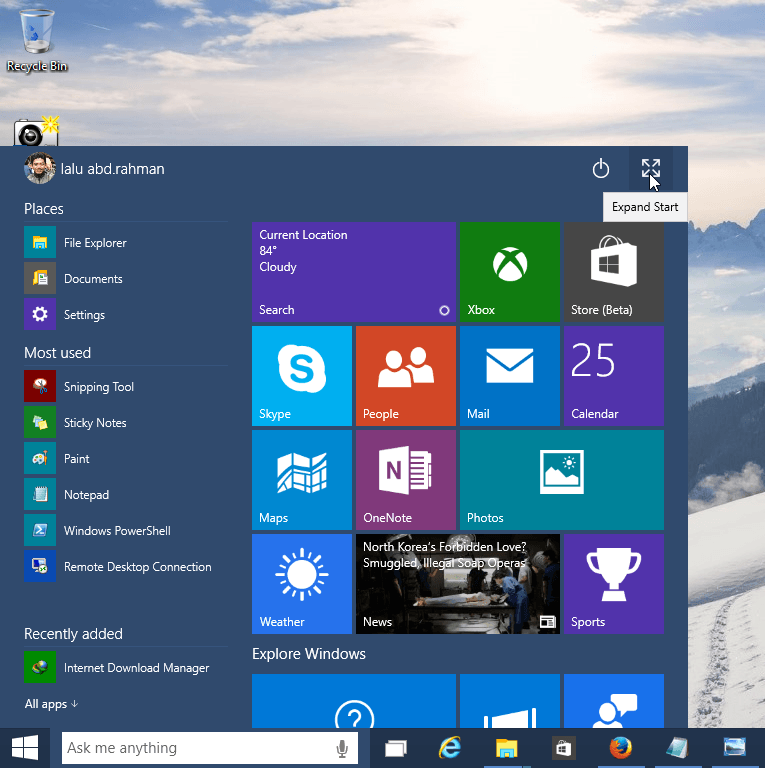 Fitur-fitur Baru Windows 10 Build 9926 - Start Menu