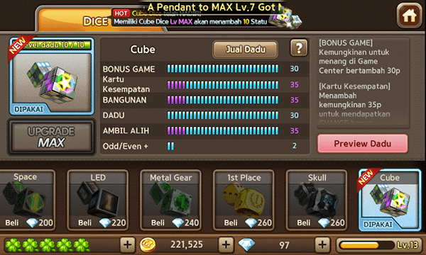 Dadu Cube Upgrade Max