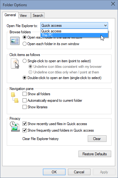 pilih buka This PC daripada Quick Acces