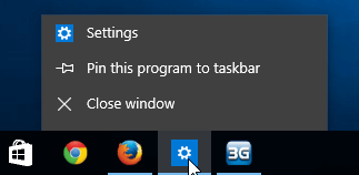 Settings Windows 10 dari Taskbar
