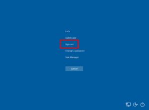 sign out Windows 10 dari ctrl + alt + del