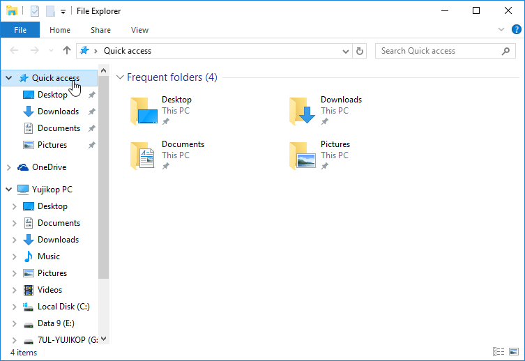 Quick Acces Windows 10