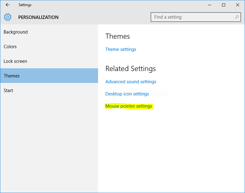 Mouse pointer settings windows 10