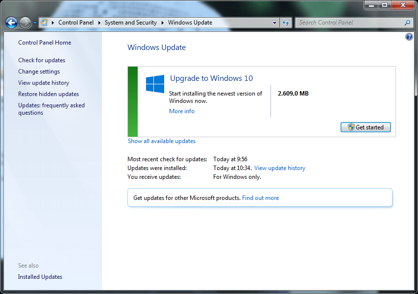 Upgrade ke Windows 10 melalui Windows Update